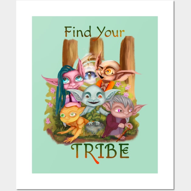 Find Your Tribe Wall Art by Mushrooms And Stardust